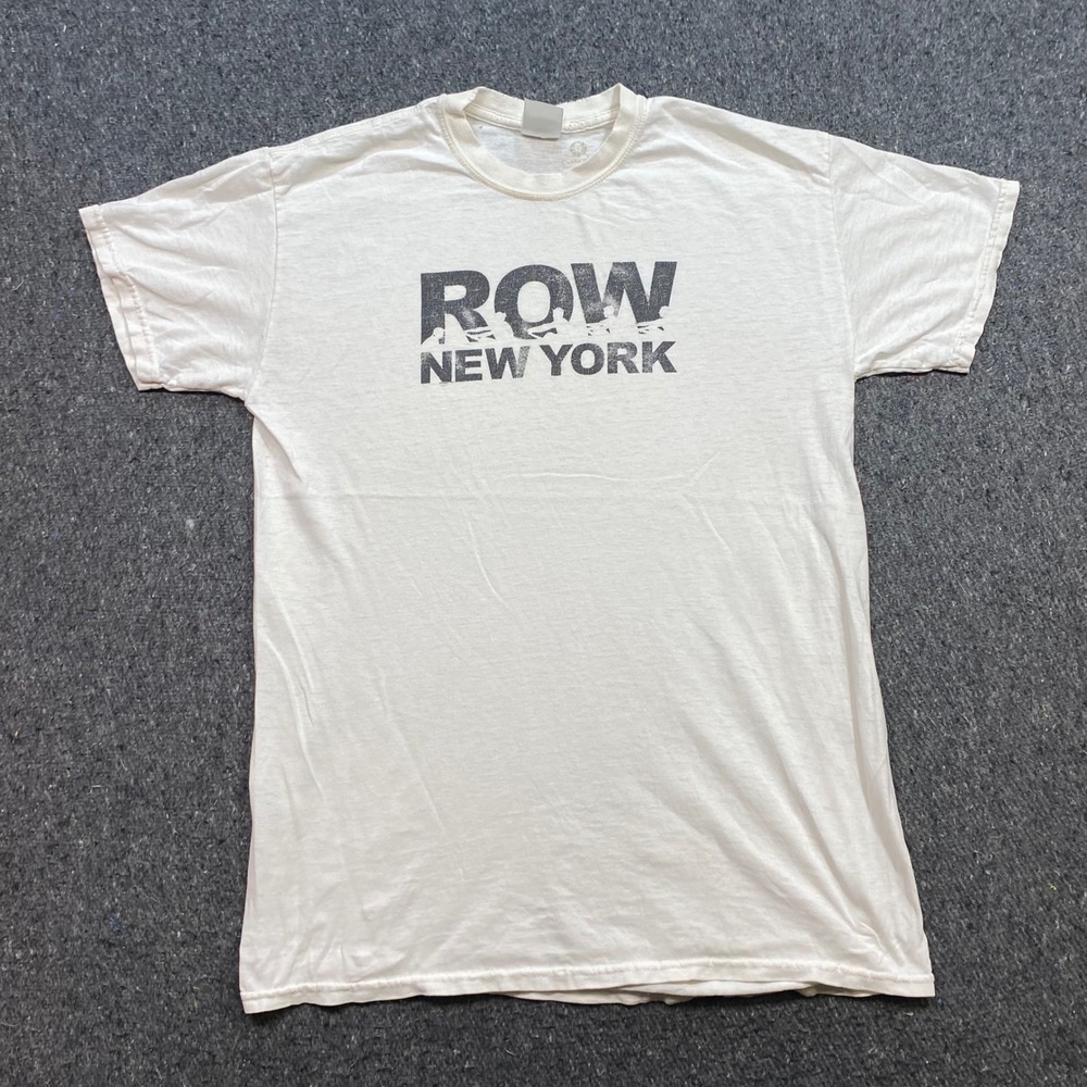 Row New York TShirt Sz M Mens White Skater Streetwear Graphic Crewneck Sporty